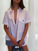 White shirt & gingham skirt set